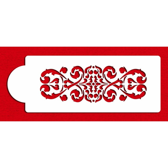 Designer Stencils Ornate Scroll Cake Stencil, Beige/semi-transparent