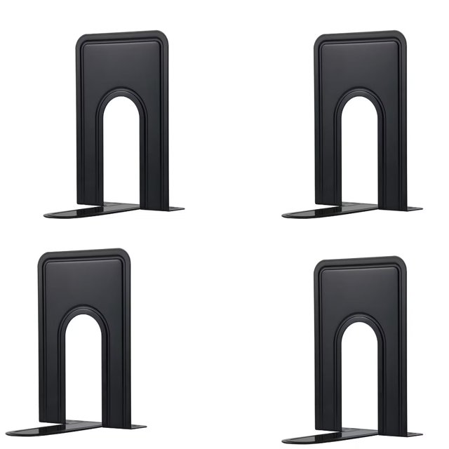 Sujetalibros, Sujetalibros de metal Accesorios de prensa Almacenamiento de libros de oficina, para el hogar, la oficina, la escuela, la biblioteca (4 pares, 126 x 150 x 170 mm, negro)