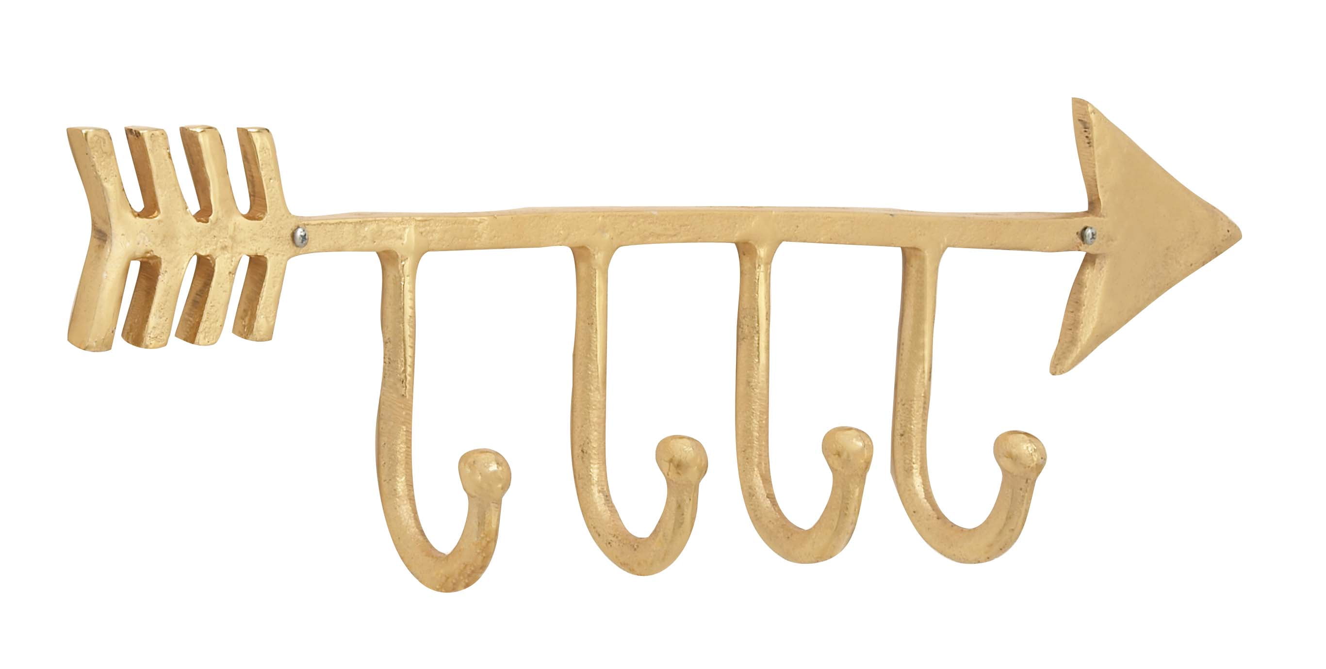 Decmode Glam 27 Inch Gold Aluminum Arrow Wall Hook Rack