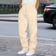 thumbnail image 2 of Pantalones informales de hombre con cordón y pierna recta: cintura elástica, tejido de poliéster, corte holgado para deporte/negocios, diseño de color liso., 2 of 4