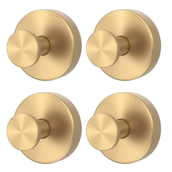 Powerful Suction Cup Hooks, Upgraded No-Drill Metal Towel Hook for Showers Bathrooms, Gold (4 pack)