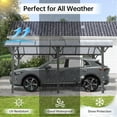 thumbnail image 4 of JINSEED 12 x 16 ft Metal Carport with Polycarbonate Panel, Heavy Duty Metal Carport Canopy, Metal Garage Shelter for Car, Truck and Boat, Gray, 4 of 7