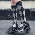 thumbnail image 2 of Knee High Socks Harajuku Preppy Style Argyle Diamond Lattice Plaid Vintage Lolita Stockings, 2 of 7