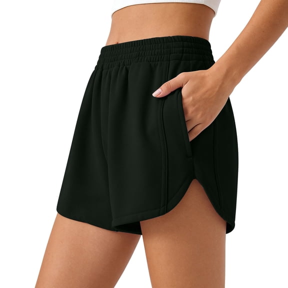 cocolona Womens Summer Casual Athletic Shorts Elastic Waist Splited Wide Leg Workout Gym Running Shorts with Pockets