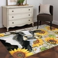 thumbnail image 3 of Yellow Sunflowers Area Rugs 4'x6', Washable Small Throw Rugs for Office Bathroom, Farmhouse Cow Barn Doors Floral Butterfly Indoor Outdoor Rug Non-Slip Low Pile Carpet Runner Reversible Floor Mats, 3 of 8