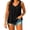 Black, variant on Plus Size Women V‑Neck Gathered Front Sleeveless Flowy Tank Poly Cotton Stretch Summer Casual Top Khaki XXXL