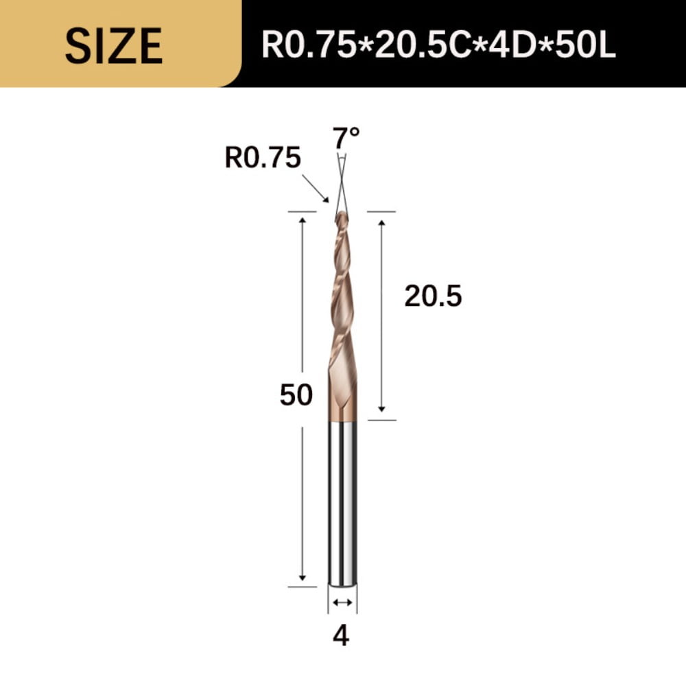 ROUTYBITS - Juego De 3 Brocas De Punta De Bola Cónica, 1/32 Pulgadas, 1/16 Pulgadas