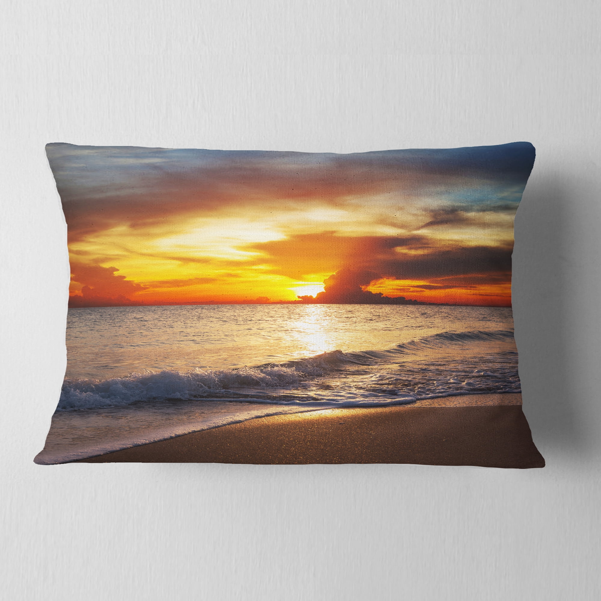 Designart 12" x 20" Yellow Polyester Throw Pillow