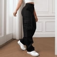 thumbnail image 2 of Cargo Pants for Women High Waist Casual Summer Pants Solid Color Trousers Loose Fit Y2K Baggy Streetwear Trousers with Multi Pockets, 2 of 5