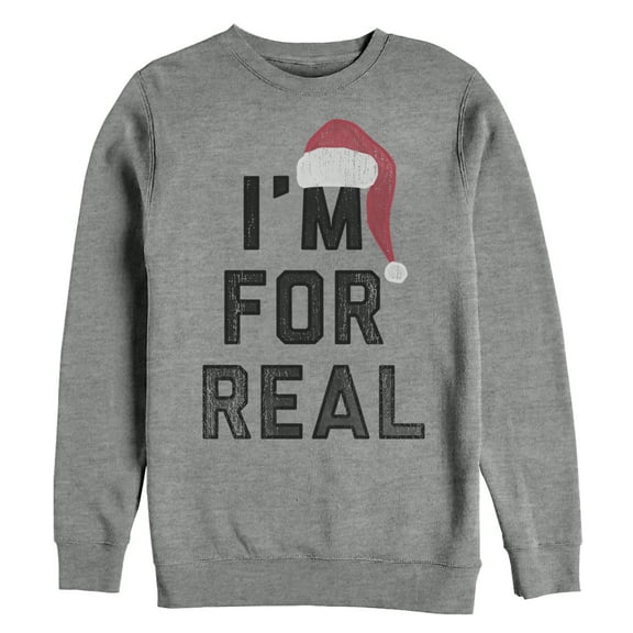 Men's Lost Gods Christmas Santa Claus I'm For Real  Sweatshirt Athletic Heather Small