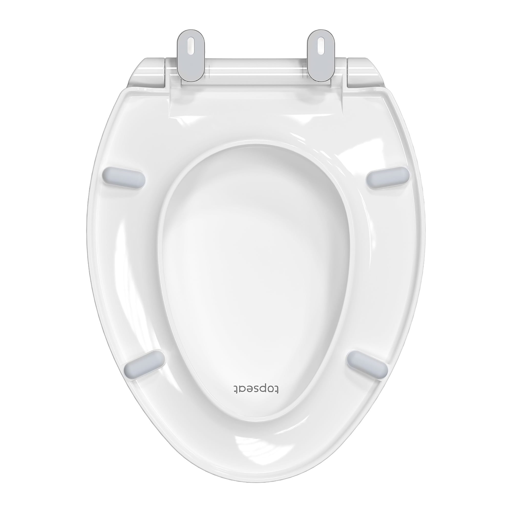 Topseat Plus Series Slow Close Toilet Seat Elongated, No-Slam, Magnetic Quick-Release for Easy Clean, Easy Installation, Secure-Grip Bumpers, Wobble-Free, Adjustable Fit, Plastic, White