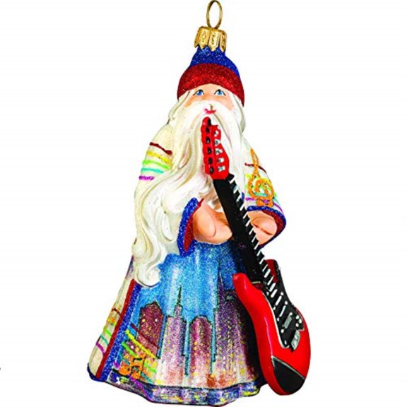 Joy to the World Glitterazzi Nashville Santa Polish Glass Christmas Ornament