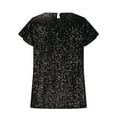 thumbnail image 3 of UPPADA Womens Sequin Print Tops V Neck Sparkly Glitter Blouses Glitter Tank 3/4 Sleeve Shiny Dressy Shirts Cocktail Elegant Top for Holiday Evening Party, 3 of 7