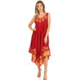 thumbnail image 5 of Sakkas Sundari Caftan Tank Dress / Cover Up - Red / Gold - One Size, 5 of 5