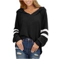 thumbnail image 1 of Pompotops Women's Hooded Drawstring Solid Stitching Long Sleeve Loose Sweatshirt Top, 1 of 7