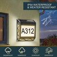 thumbnail image 4 of Letrero de dirección con energía solar, luz LED resistente al agua, interruptor inteligente, luz de números de dirección para patio de casa, paredes exteriores, 4 of 6