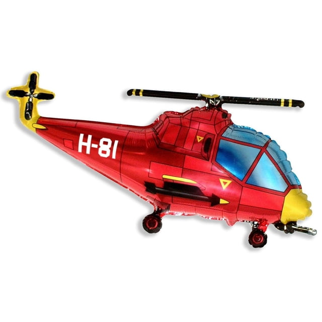 Ballon en Aluminium en Forme d'Hélicoptère Rouge de 37 Pouces (CS19) par Flexmetal