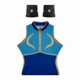 thumbnail image 4 of Women’s Chun Li Inspired Blue Bodysuit Jumpsuit Battle Style Outfit, 4 of 5