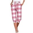 thumbnail image 5 of QATAINLAV Plaid Capri Pants for Women Casual Drawstring Knee Length Sweatpants High Waisted Yoga Joggers Short Pants with Pockets Pink S, 5 of 7