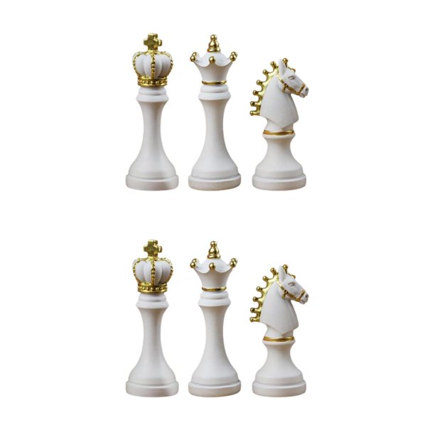 Injueey 3Pcs International Chess Figurine Statue for Home Decoration Office 2piezas Blanco 3 piezas