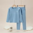 thumbnail image 2 of FJHNGBDH Girls Pajamas Set Solid Color Kids Boys Warm Plus Baby Big Children'S Long Sleeve Round Neck Pjs 2-Piece Sleepwear 18-24 Months, 2 of 7