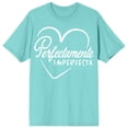 thumbnail image 4 of Perfectly Imperfect Heart Design Women's Teal Short Sleeve Crew Neck Tee-XXL, 4 of 5