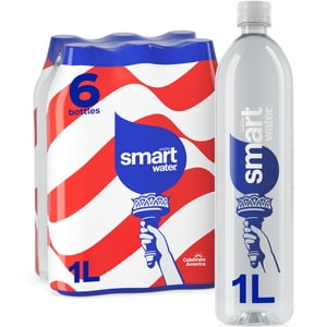 Smartwater Vapor Distilled Water, 33.8 fl oz Bottles, 6 Pack