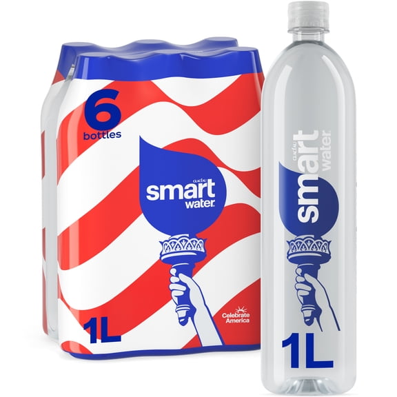 smartwater Vapor Distilled Water Bottles, 33.8 fl oz, 6 Pack