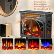 Electactic 25'' Electric Fireplace Heater, Overheat Protection Design, 3D Realistic Flame Effect, Independent Remote Control Fireplace, 500W/1500W, GREY