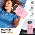 thumbnail image 7 of For iPhone Air Ultra Slim Hybrid TPU+PC Protective Cover with Metal Rotation Holder , Compatible MagSafe, Military Grade Shockproof Phone Case Cover,Pink,For iPhone Air, 7 of 7
