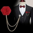 thumbnail image 6 of Elegant Rose Flower Brooch Pin Long Chain Fringe Lapel Pin Fabric Boutonniere Pins Wedding Brooches for Women Men Dress Accessories, 6 of 7