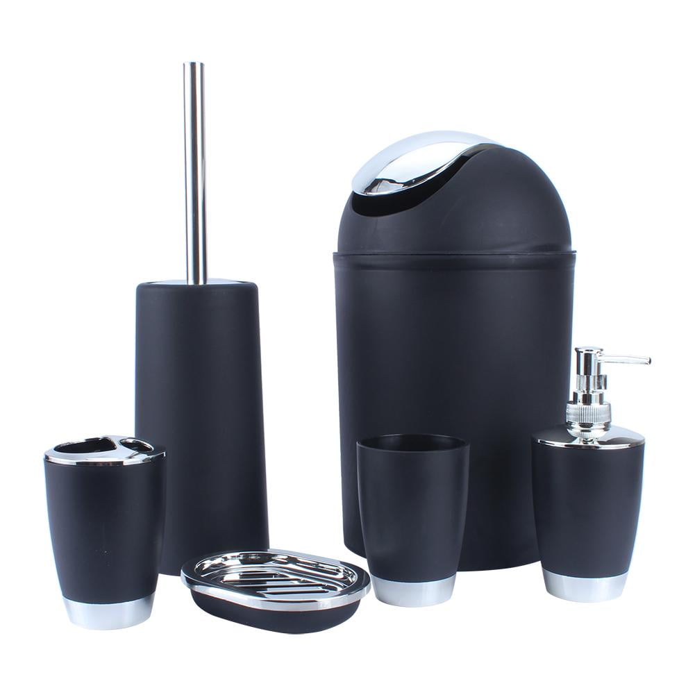 6pcs//Set Bathroom Accessory Bin Soap Dish Dispenser Tumbler Toothbrush Holder