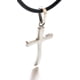 thumbnail image 1 of Collar Hombre y Mujer con Cruz de Plata .925 - Diseño Cruz Bombeada Unisex y collar de hilo encerado negro (45 5cm), 1 of 3