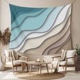 thumbnail image 2 of Teal Blue Ombre Cream Tapestry for Bedroom Wall Hanging Tapestry, Modern Geometric Brown Aesthetic Ceiling Backdrop Tapestries Poster Blanket Wall Decor for Teens Room Living Room Dorm 55" x 73", 2 of 8