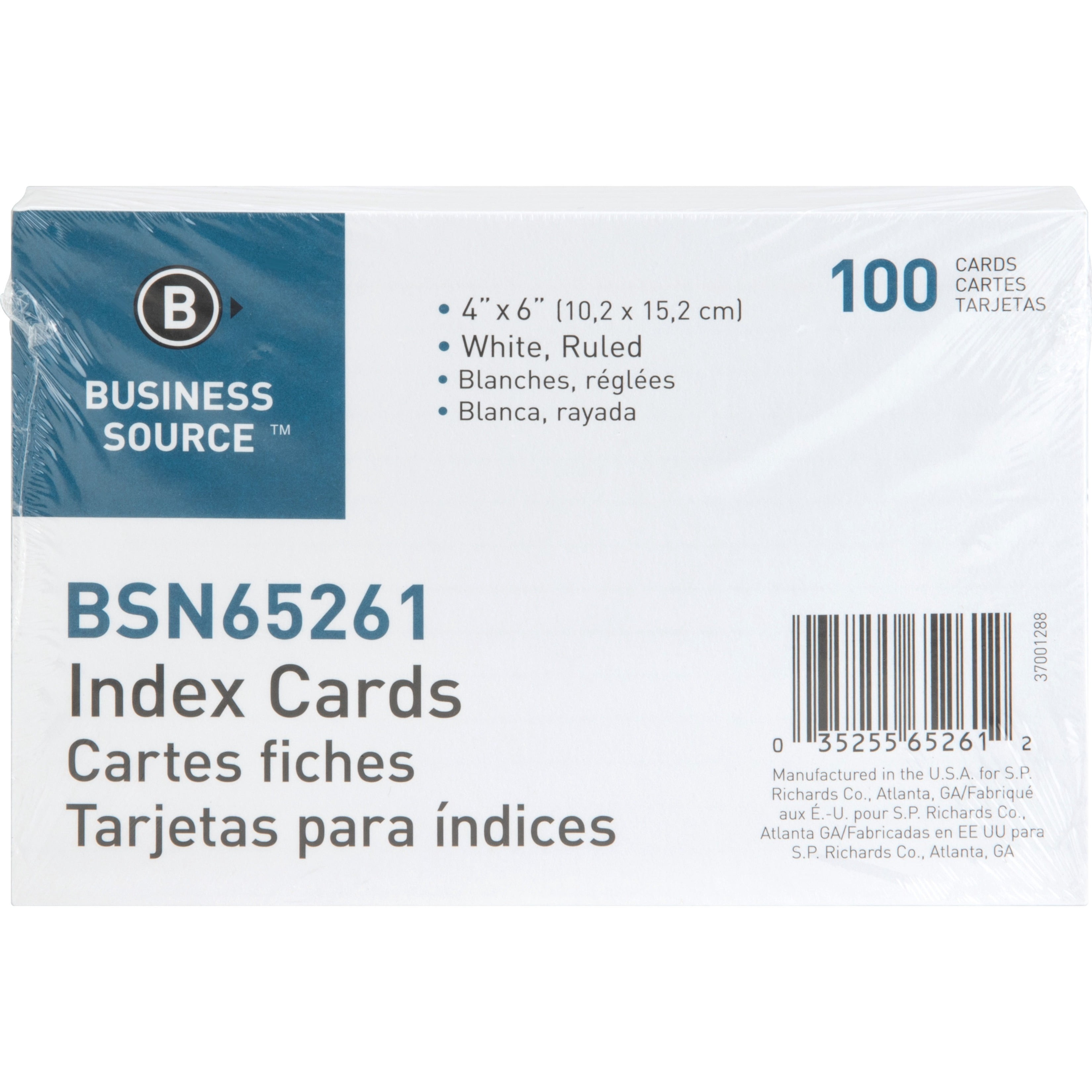 (3 pack) Business Source, BSN65261, Ruled White Index Cards, 100 / Pack