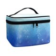 thumbnail image 2 of HELLHERO Polyester Travel Makeup Bag with Brush Compartment Handheld Cosmetic Case Brush Slots Home Travel Office, Blue Glitter Gradient, 2 of 6