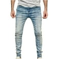 thumbnail image 2 of Herrnalise Men's Joggers Cargo Pants Casual Denim Cotton Straight Ripped Hole Full Length Pants Ripped Denim Pants for Men For Blue,XL, 2 of 6