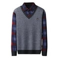 thumbnail image 2 of Jackets for Men Turndown Collar Sweatshirts Long Sleeve Solid Color Pattern Warm Base Blouse,Top for Men Gray, 2 of 3
