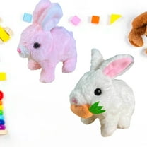 Realistic Bunny Toy, Bunny Toys Educational Interactive Toys, Easter Plush Stuffed Bunny Toy Walking Rabbit Educational Toys for Kids, Hopping Wiggle Ears Twitch Nose(CG-2PCS)