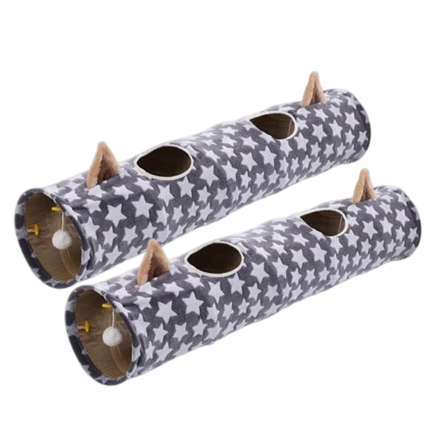 2 túneles plegables para gatos con pelota de juguete para conejos. Estrella
