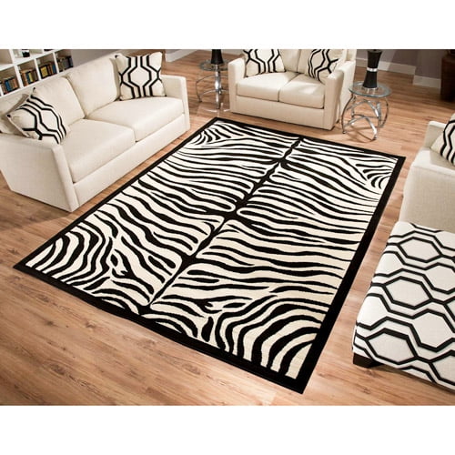 Terra Zebra Woven Area Rug Black and Beige