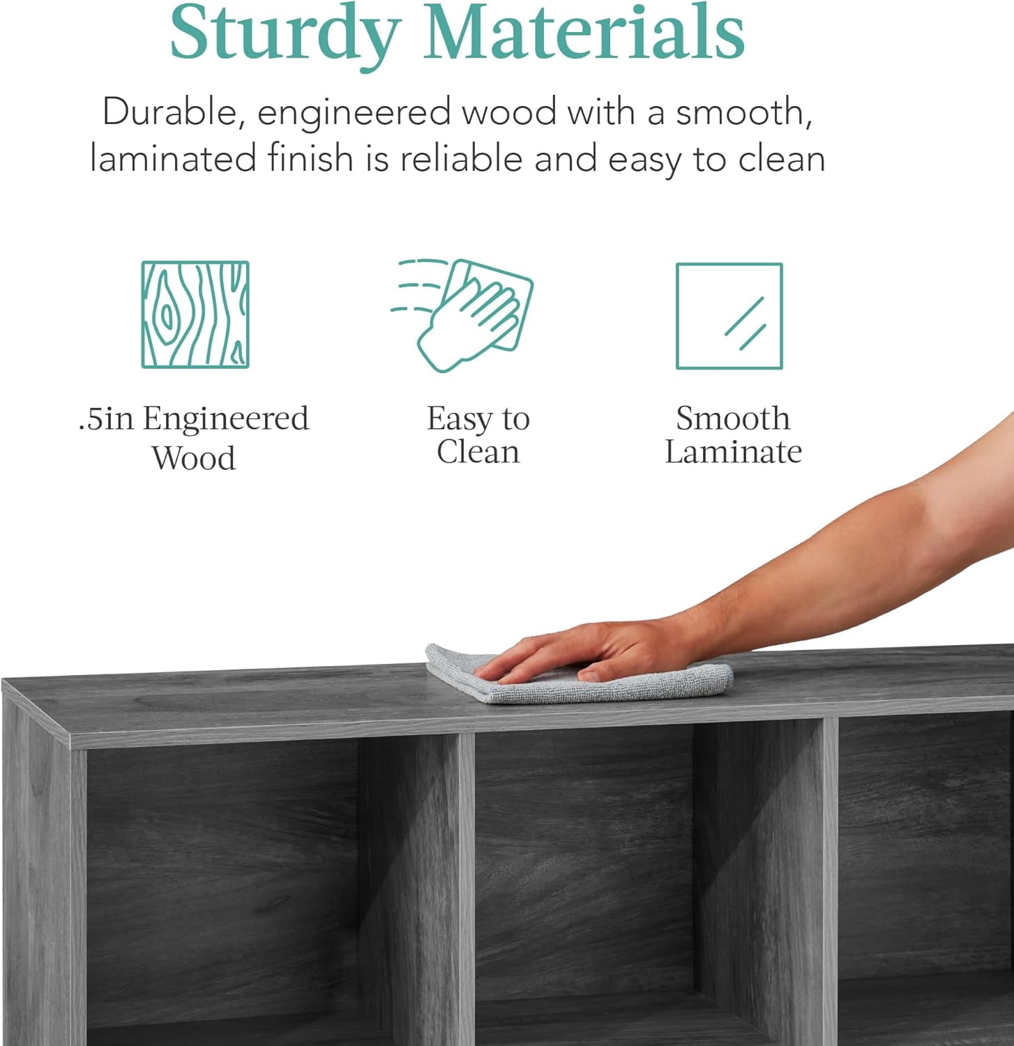 6-Cube Storage Organizer, 11in Shelf Opening, Bookcase, Display Shelf, Customizable w/ 3 Removable Back Panels – Dark Gray