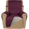 thumbnail image 1 of Housse de Sofa Inclinable Matelassée Réversible, Protège-Meubles Résistant à l'Eau, Housse de Canapé Lavable avec Sangles Élastiques pour Enfants, Chiens, Animaux (Fauteuil Inclinable, Bourgogne/beige), 1 of 7