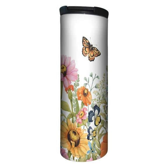 Highland Home "Walk in the Garden" 17 oz. Double Wall Stainless Steel Tumbler w/ Lid