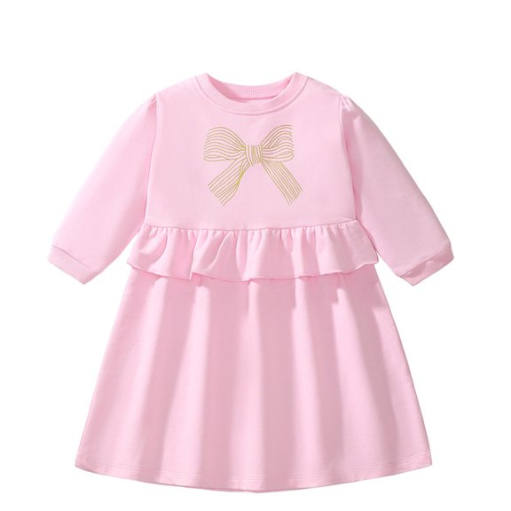 MXIEZI Baby Toddler Girls Long Sleeve Tutu Dress Kids Clothes Party Gifts Outfits 2-7T