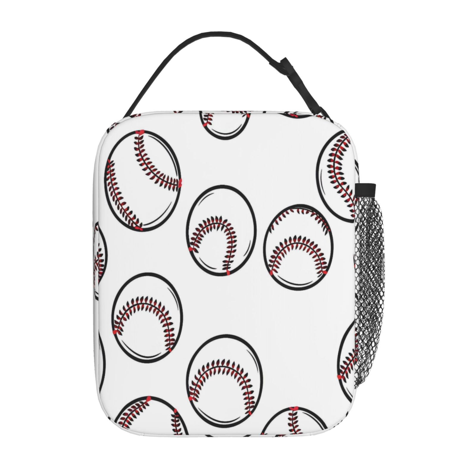 Lunch Bag For Women Men Insulated Portable Lunch Box Bento Box Office Picnic Travel Cooler Bag White Baseballs With Classic Red Stitching