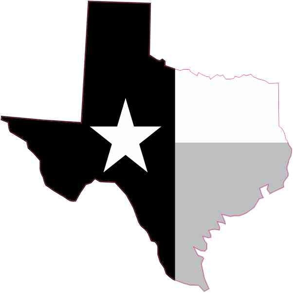 4in x 4in Die Cut Black and White Texas Sticker Vinyl State Flag Decal