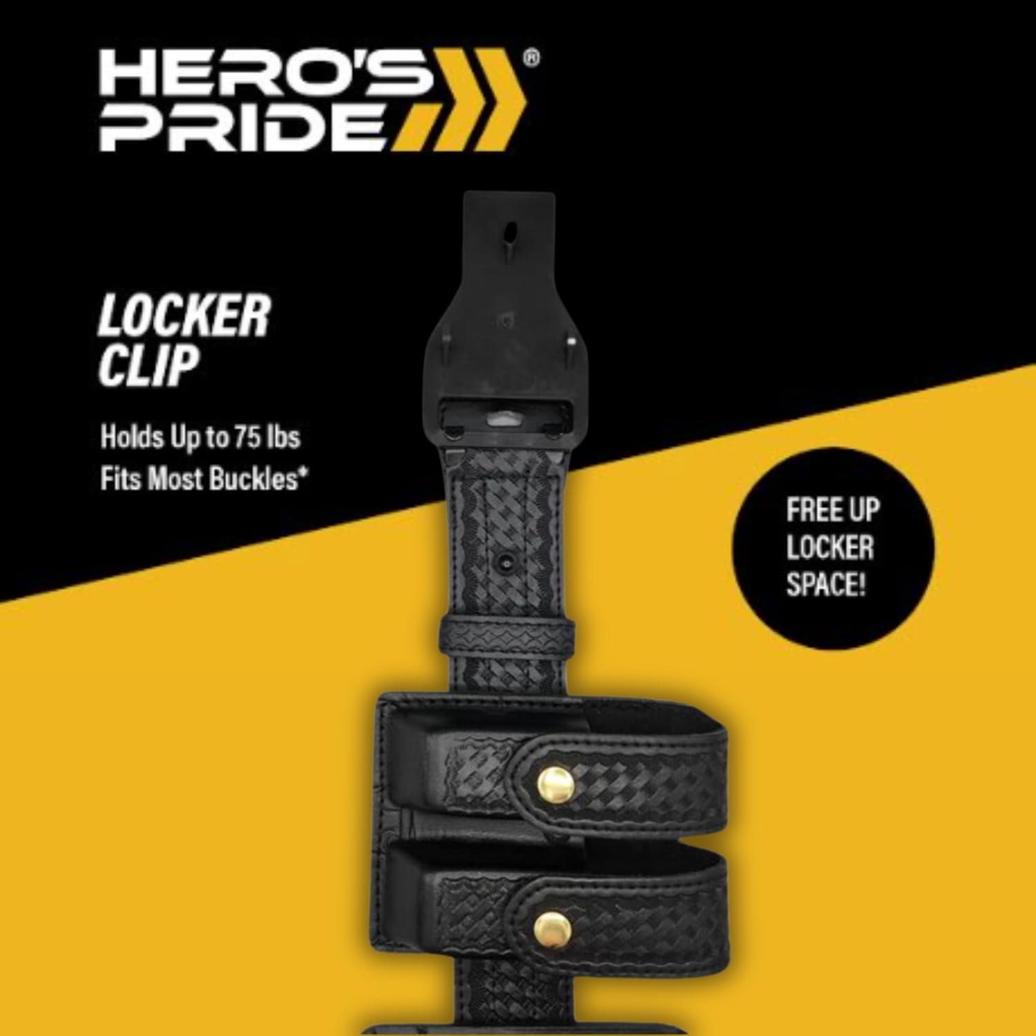 Hero's Pride Locker Clip for Belt and Gear Storage, Holds Up to 75 lbs