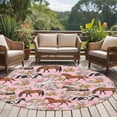 thumbnail image 4 of Pink Horse Round Area Rug 8Ft Washable Large Circle Rugs for Living Room Dorm, Rustic Spring Floral Summer Botanical Non-Slip Carpet Floor Mats Indoor Outdoor Carpet Runner Aesthetic Home Decor, 4 of 8