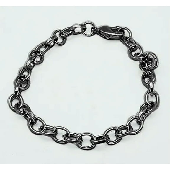 U8MO 10 Charm Bracelets Black Gunmetal Link Bracelets Wholesale Bracelet Blanks